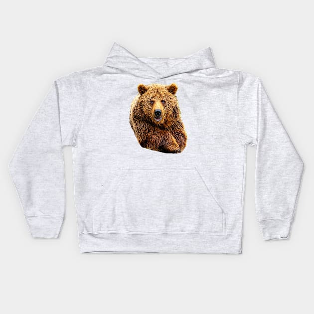 Cute Brown Bear Kids Hoodie by dalyndigaital2@gmail.com